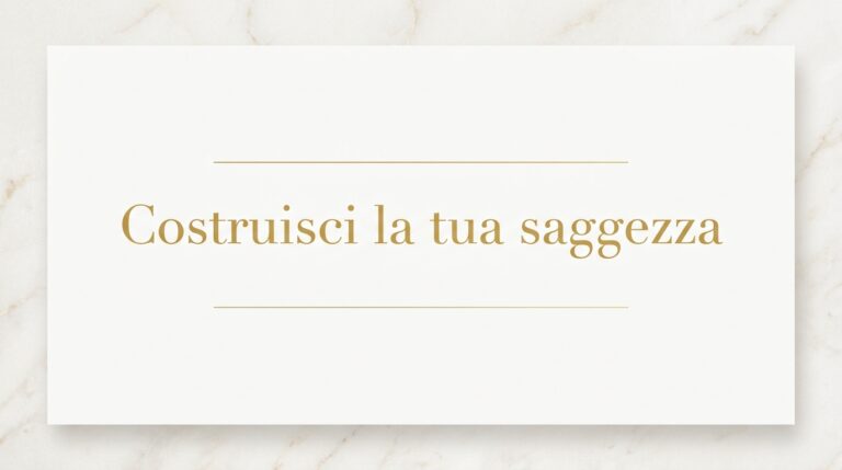 Costruisci la tua saggezza